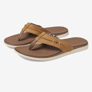 j Johnnie-O Men’s Starboard Leather Sandal In Taupe Sz 13 Flip Flops NEW $128
